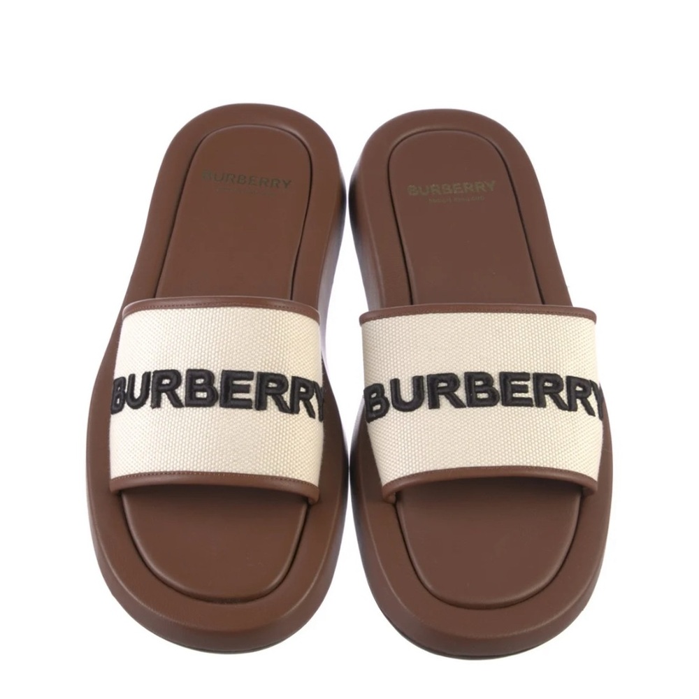 Burberry Brown and Cream Slides